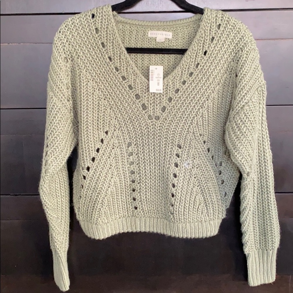 NWT XS Aeropostale sage green knitted sweater.